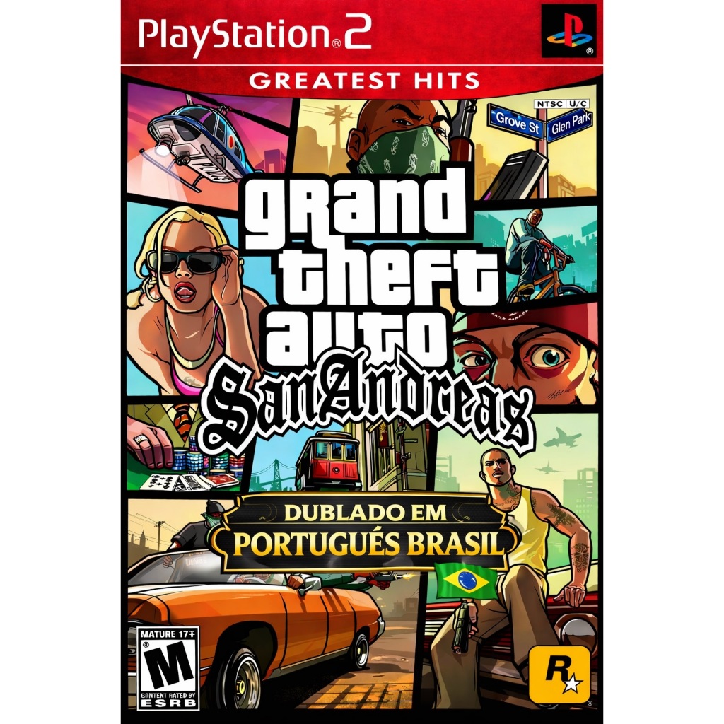 GTA San Andreas Dublado em Português BR PS2 DVD – 100% Português PT BR – PlayStation 2 Desbloqueado