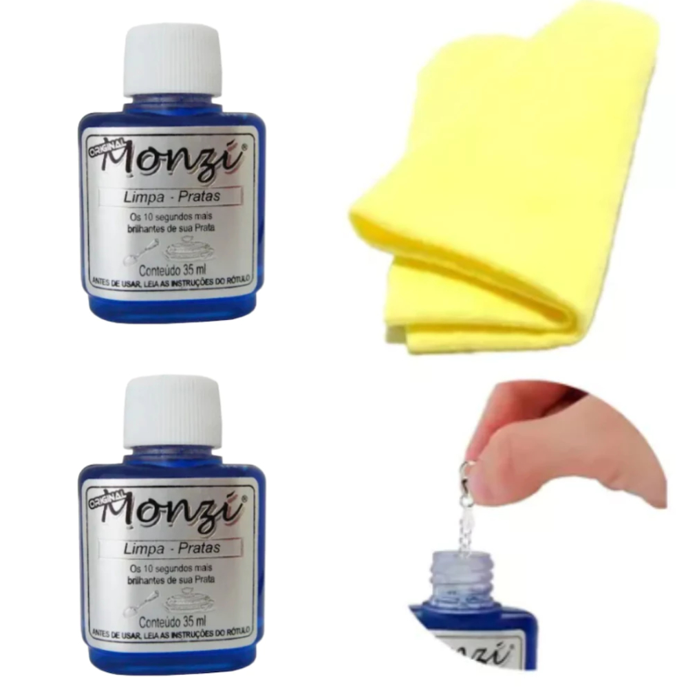 Monzi 35 Ml Limpa Prata com e sem 1 Flanela Magica Atacado Melhor Preço