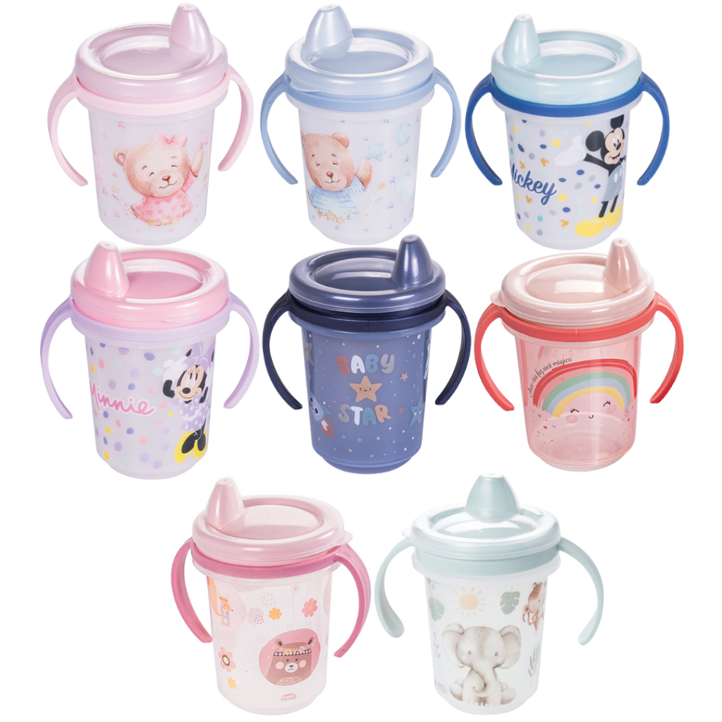 Copo Caneca Trio de Treinamento Infantil bebê 280ml Com Tampa e Alça COPINHO