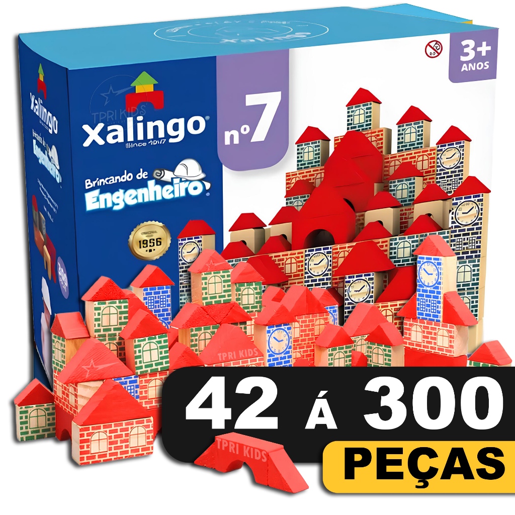 Blocos de Montar Madeira 42 a 300 Peças Brinquedo Educativo Engenheiro Infantil Pedagógico Criativo