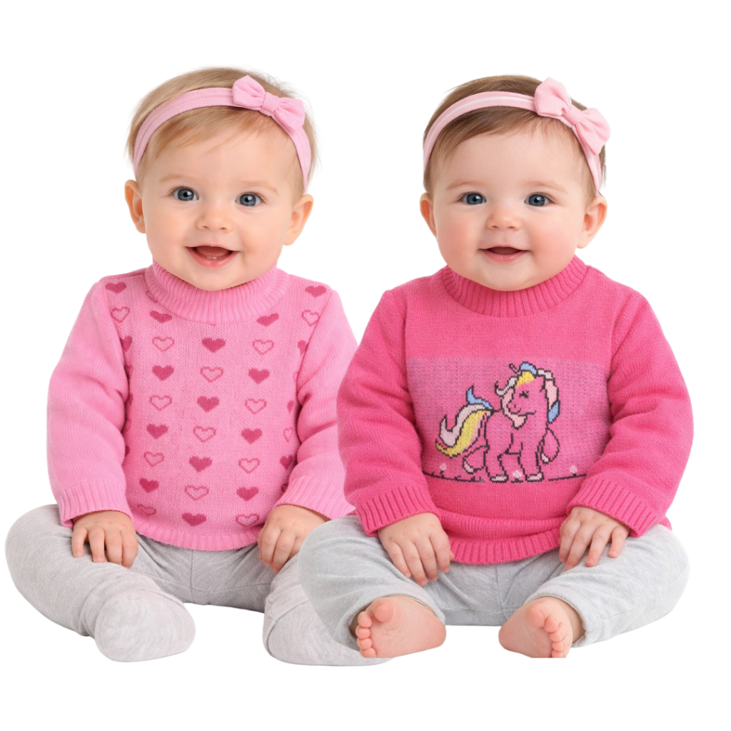 Kit com 2 Blusas de Lã Infantil Para Bebê Menina