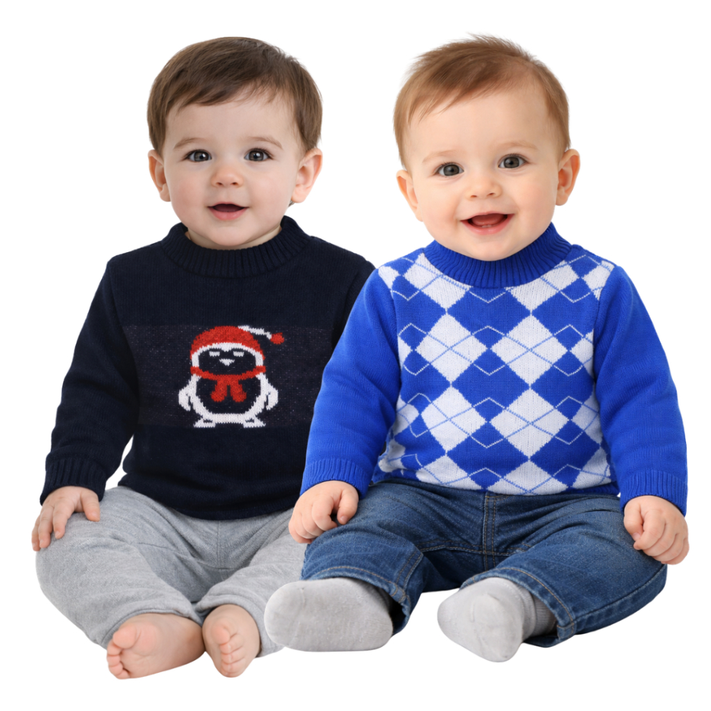 Kit com 2 Blusas de Lã Infantil Para Bebê Menino
