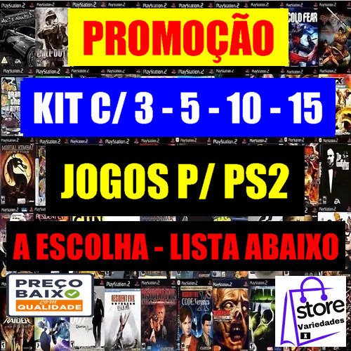 Kit C/ 3 - 5 - 10 - 15 Jogos PS2 Informe As Escolhas No chat!