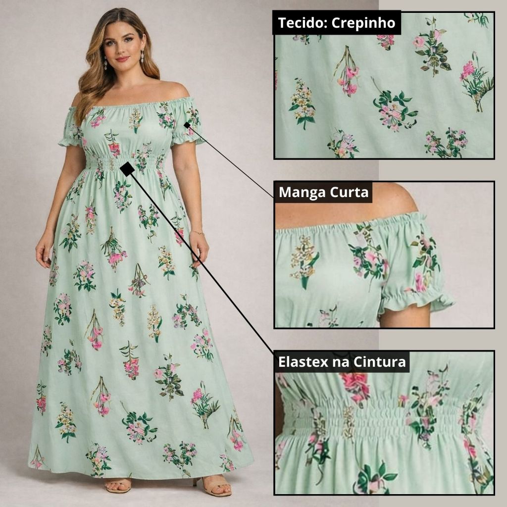 Vestido Longo com Mangas e Cintura com Elástico, Confortável– Veste do 38 ao 40 em Varias Cores