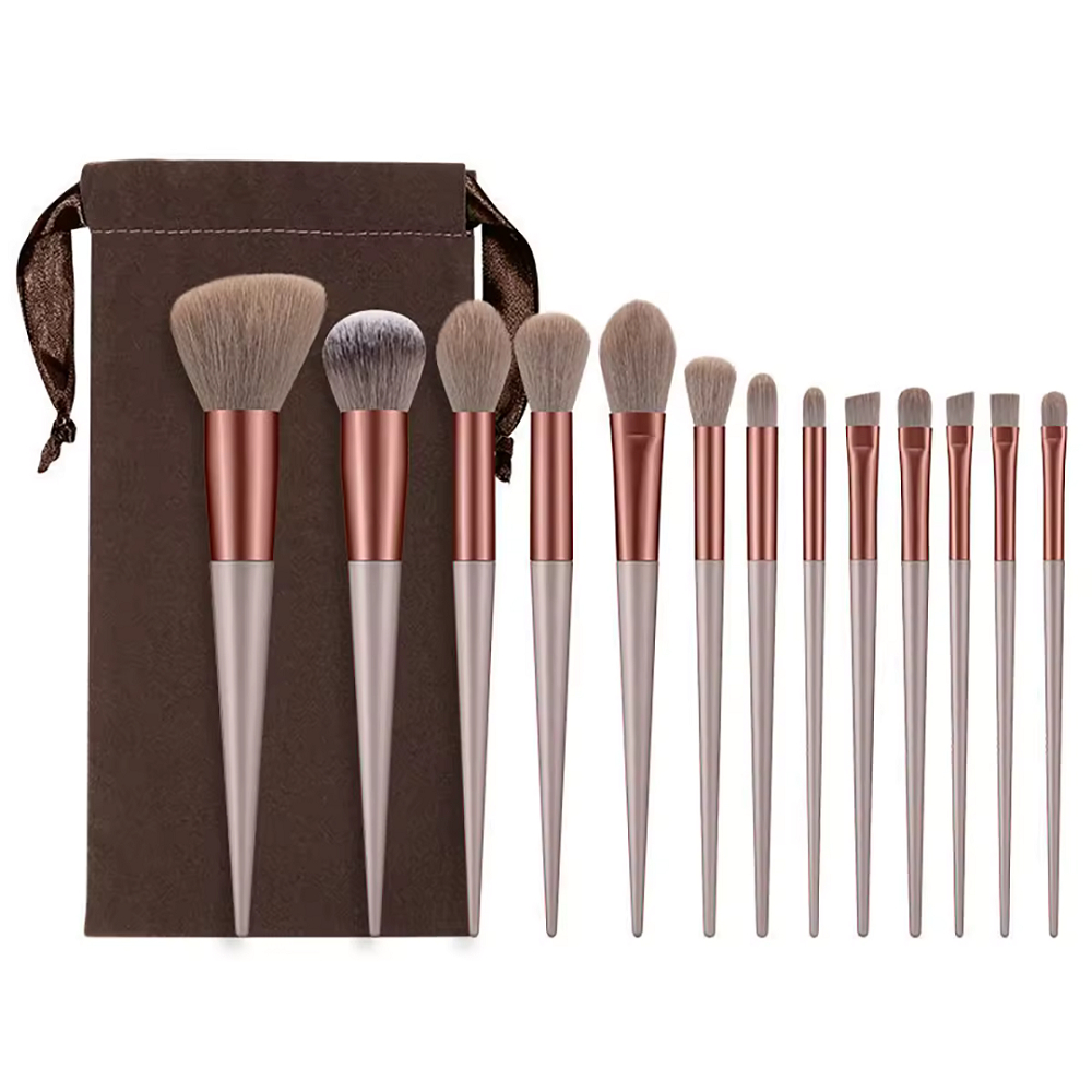 Kit 13 Pçs Pincéis de Maquiagem Profissional Completo para Base Contorno Blush e Sombra