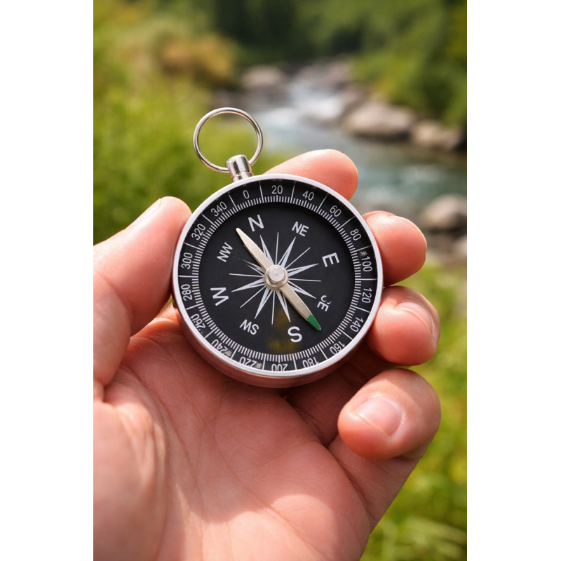 Bússola Metal Alta Precisão Original 40mm Portátil e Bolso Camping Luxo