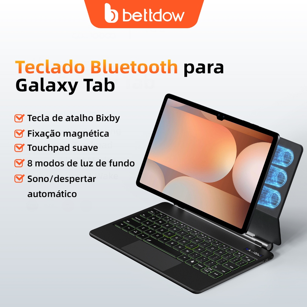 tablet não incluso Teclado BETTDOW para Samsung Tab S6 S7-S9FE 11 polegadas Teclado magnético suspenso com suporte para