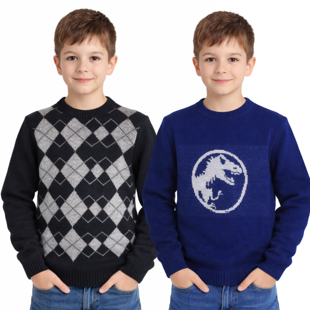 Kit com 2 Blusas de Lã Juvenil Para Menino (7 a 12 Anos)