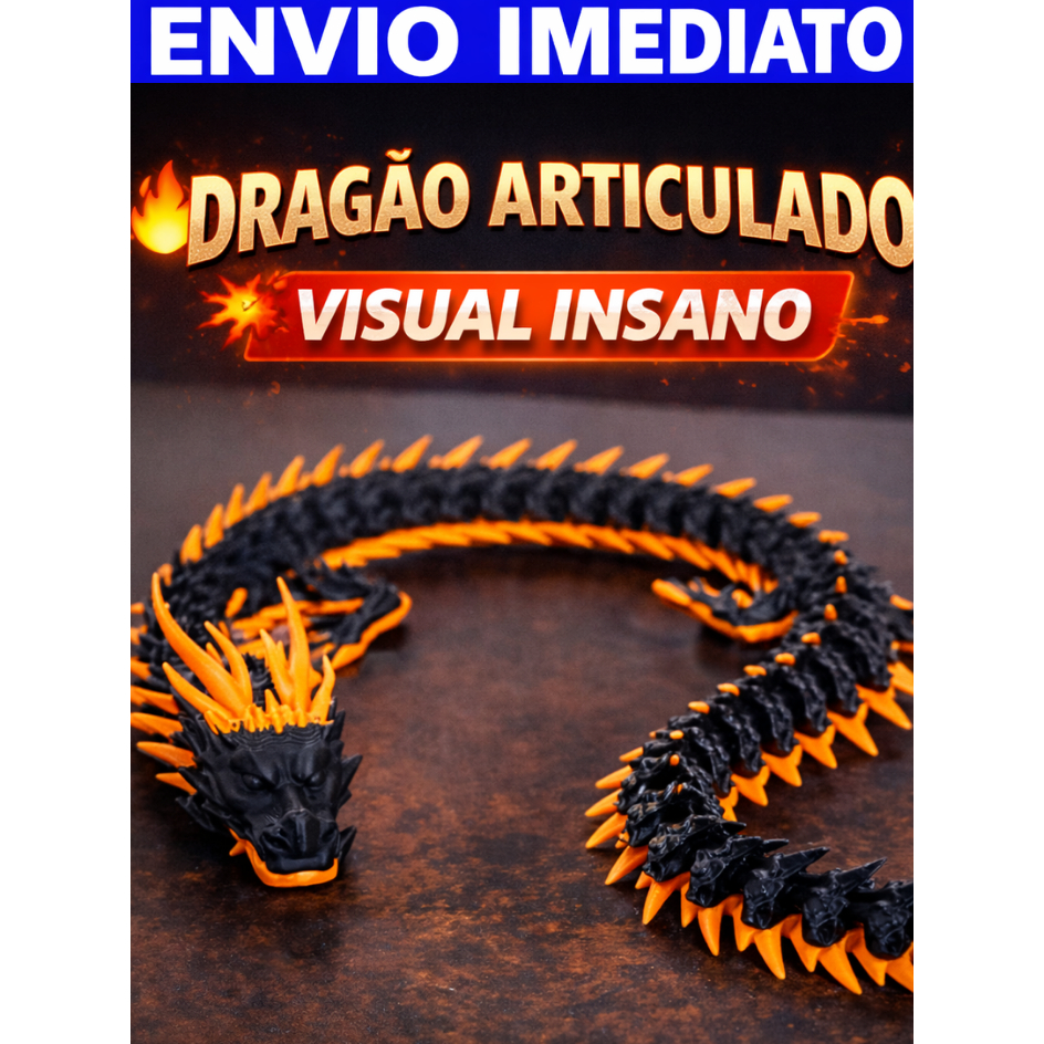 Dragão Articulado Articulado Grande Decoração Decorativo geek Colecionável Envio Imediato Autismo 42