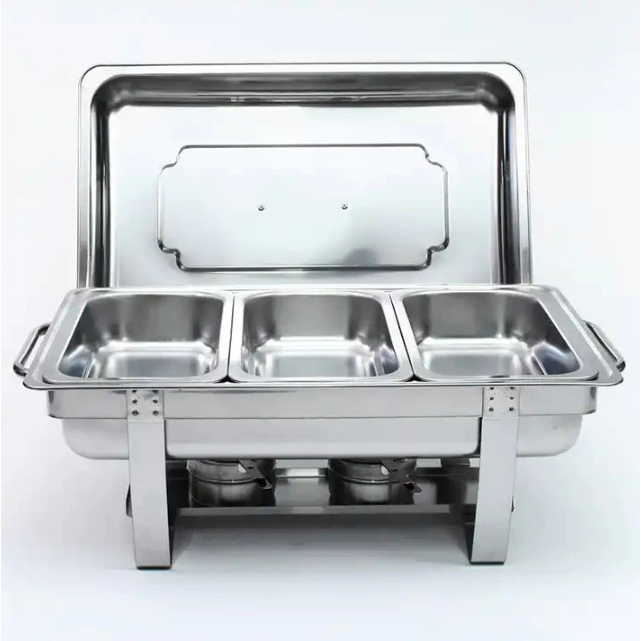 Rechaud Retangular Aço Inox  Banho Maria e Fogareiro Buffet