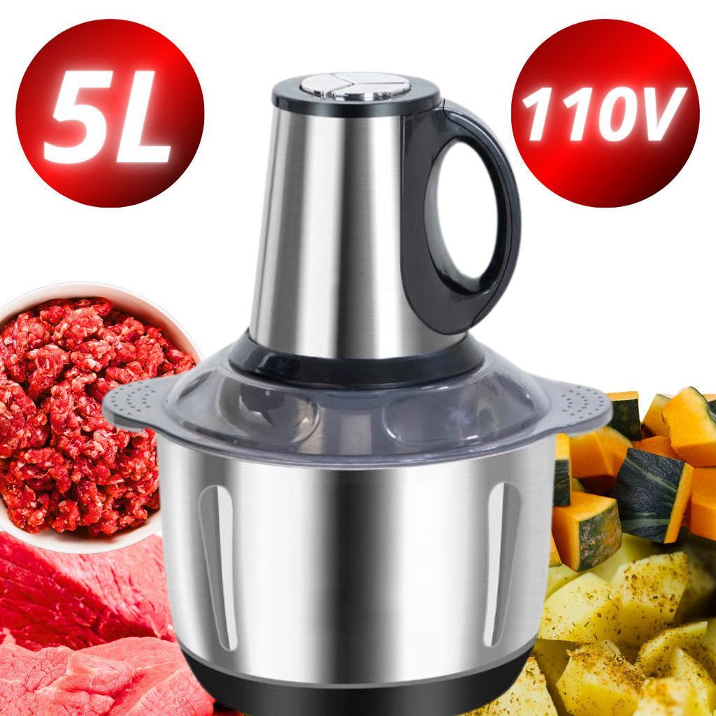 Multiprocessador Mixer Moedor Elétrico 5 Litros Picador Triturador de Carne Legumes Inox 110v