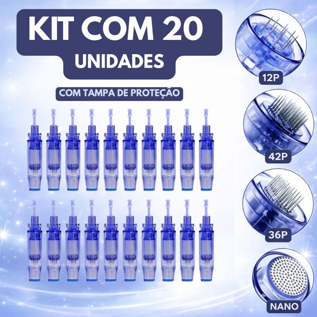 KIT 20 Cartuchos Dermapen [12p] [36p] [42p] [24p] [NANO] Envio Rápido no Brasil