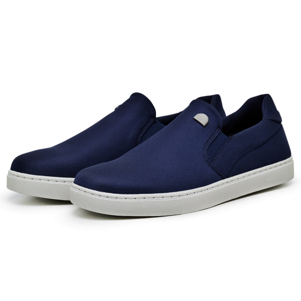 Sapatênis Masculino Slip On  Azul Marinho Confortável Leve e Moderno