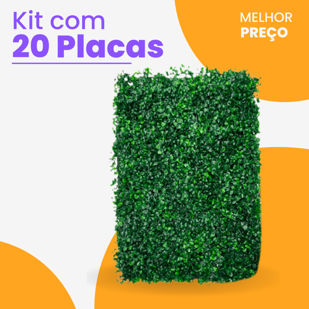 Kit 20 Placa Buchinho Grama Artificial Jardim Vertical Muro Inglês Parede Verde