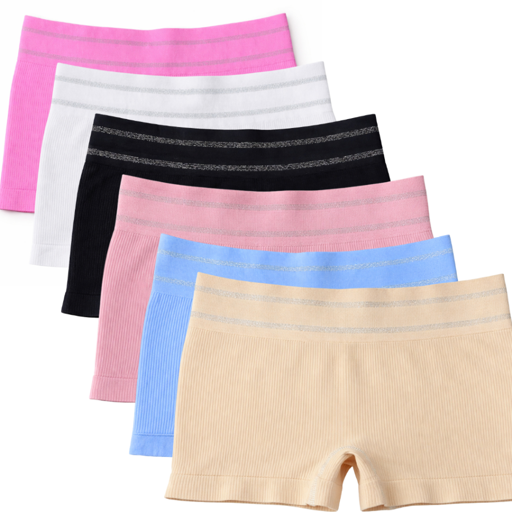 Kit Calcinhas Shortinho Boxer Adulto Feminina Lisa Confortável Poliamida