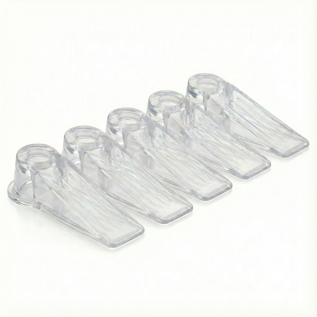 Kit 5 Aparador Peso De Porta Calço Silicone Trava Segura Prendedor Fixador Cunha Transparente Antivento Protetor Batente