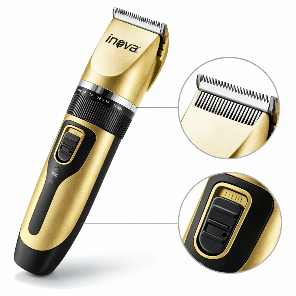 Máquina de Cortar e Aparar Cabelo e Pelos Profissional Original Inova