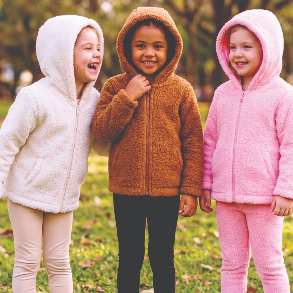 Jaqueta de frio Teddy infantil menina blusa frio Feminino Ted Pelinho Capuz Feminino
