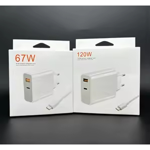 KIT Adaptador de Carga Turbo 67W /120W Tipo C + USB C cabo 1M Instantânea para