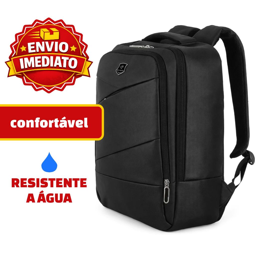 Mochila Executiva Design Moderno USB Externa Impermeável Notebook 17” Preta