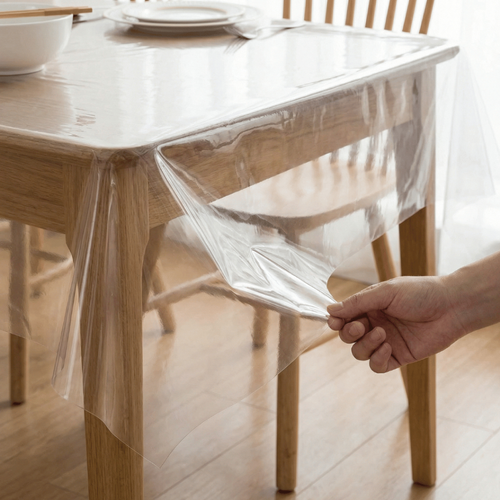 Toalha De Mesa Cristal 4 e 6 Lugares - Plástico impermeável