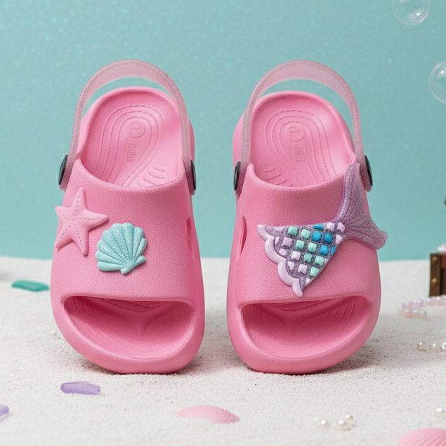Chinelo Nuvem Slides Fundo do Mar Confortável Meninas Cauda Sereia