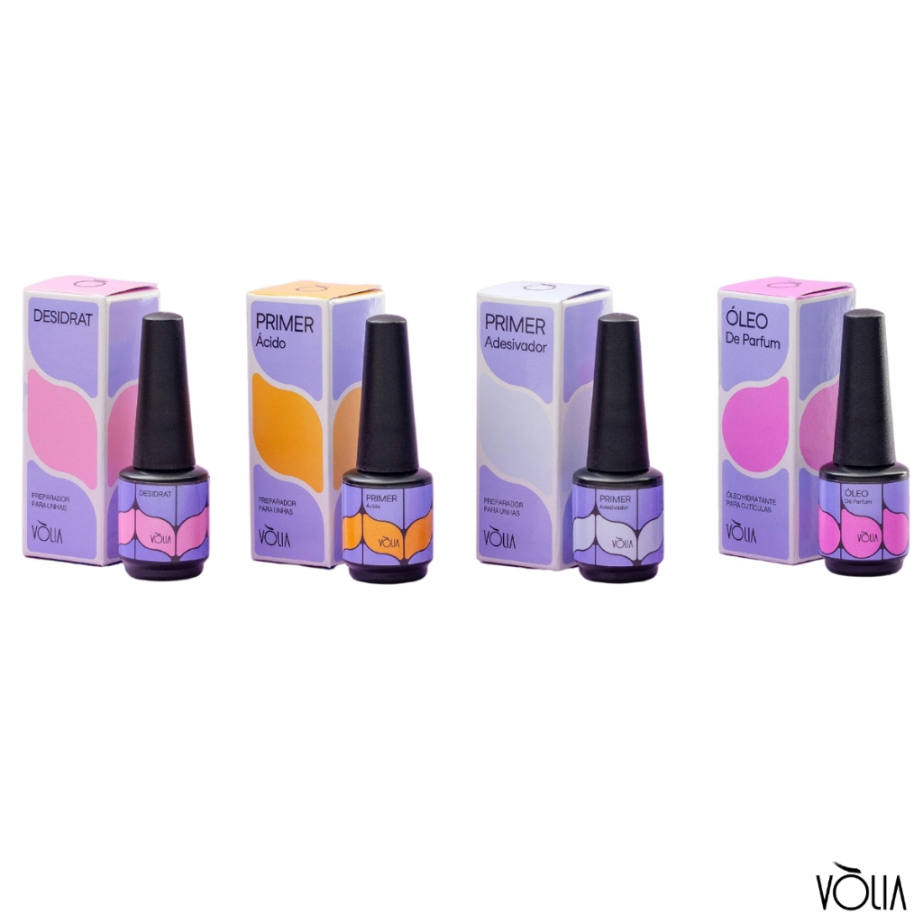 Volia - Primer Àcido Adesivador Top Coat Desidrat Fibra Rolo Prep Pote Eco Alongamento Unhas Nails