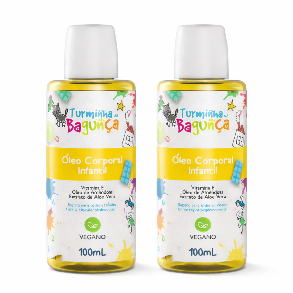 Kit 02 Óleo Corporal Infantil Turminha Da Bagunça 100 ML - Altamente Hidratante