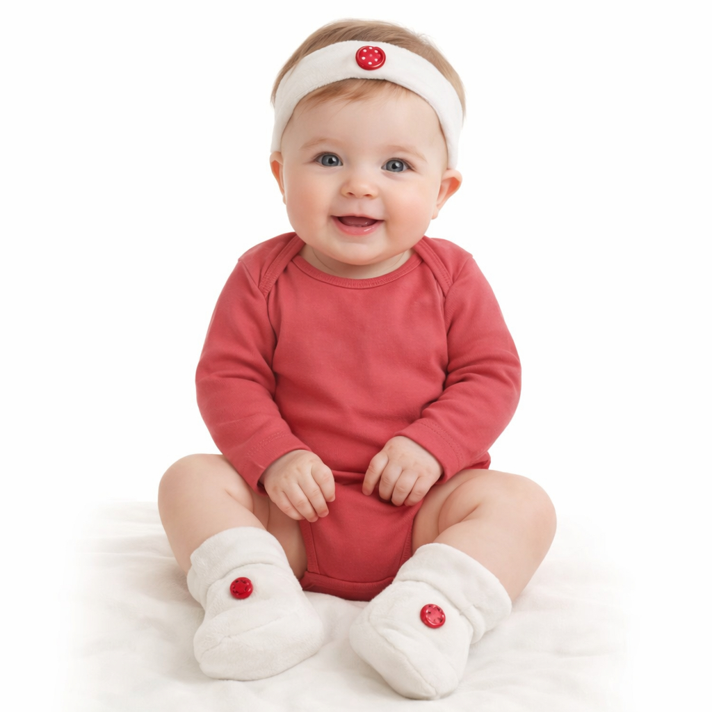 Pantufa + Tiara Bebê Feminina de Plush | Conjunto Macio e Confortável 0 a 4 Meses +1BB