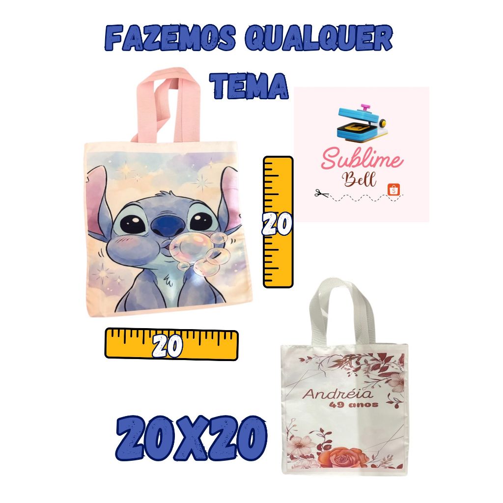ecobag bolsa saquinho 20x20 qualquer tema(chamar no chat ao finalizar sua compra)