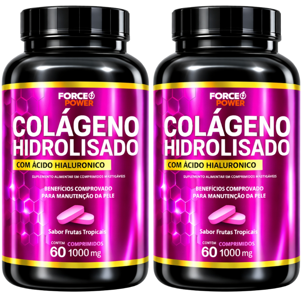 02 Colageno Hidrolisado com Acido Hialuronico Total 120 Comprimidos ( KIT PARA 02 MESES USO )