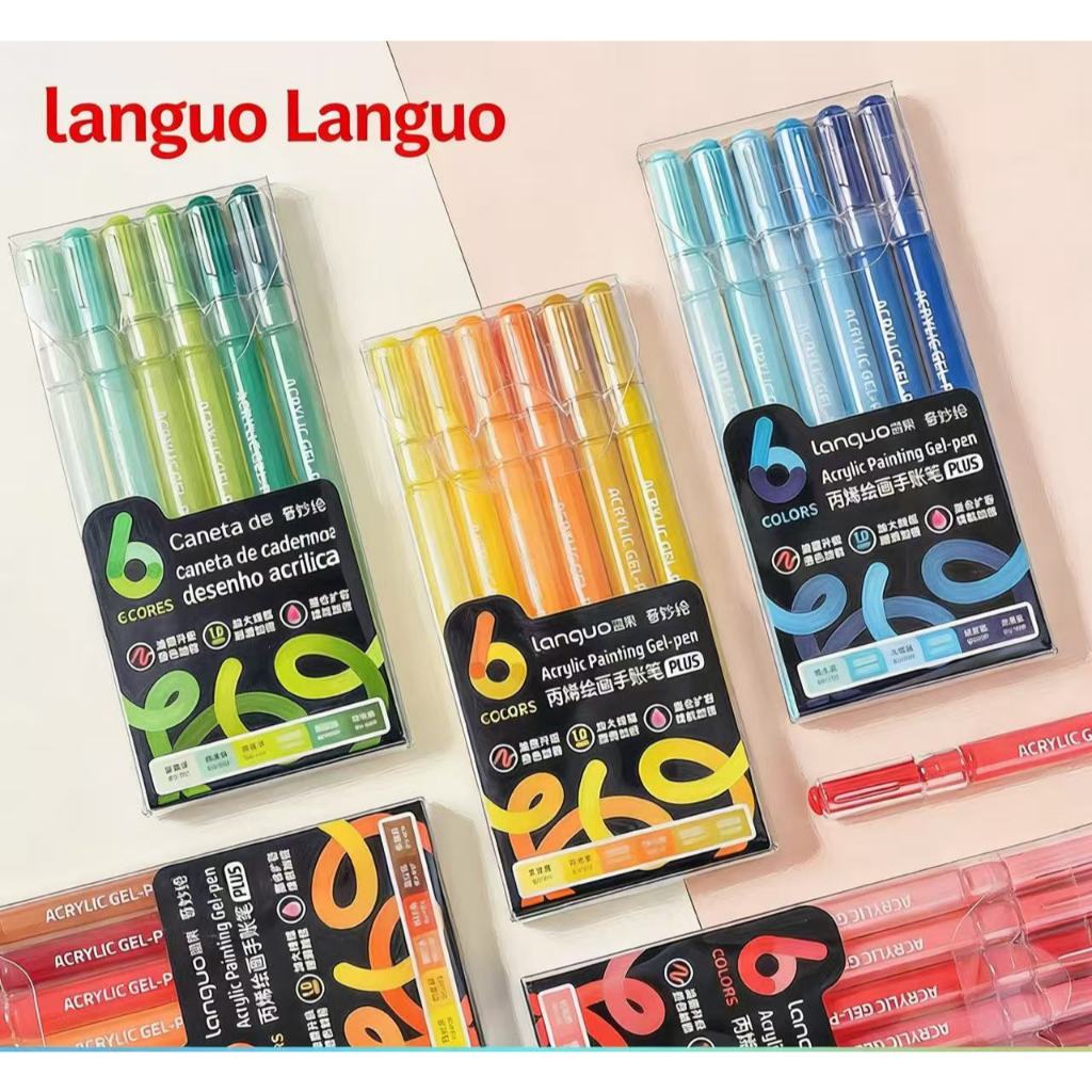 Caneta Acrílica Colorida 6 Cores Kit – Marcador para Desenho, Bullet Journal, Scrapbook e DIY | Alta Cobertura, Secagem