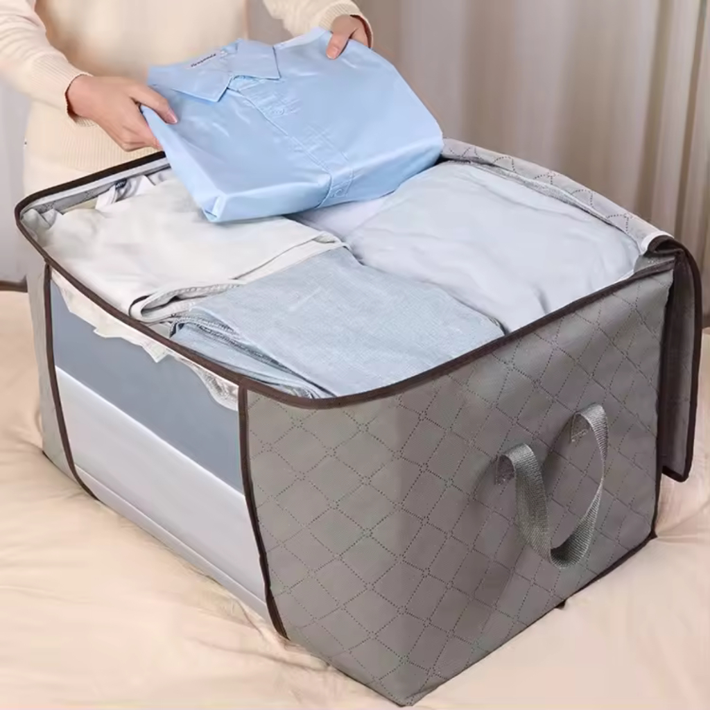 Caixa Saco Organizador Cobertor Casaco Guarda Roupa Ecológico Anti-Poeira Umidade Insetos Multiuso