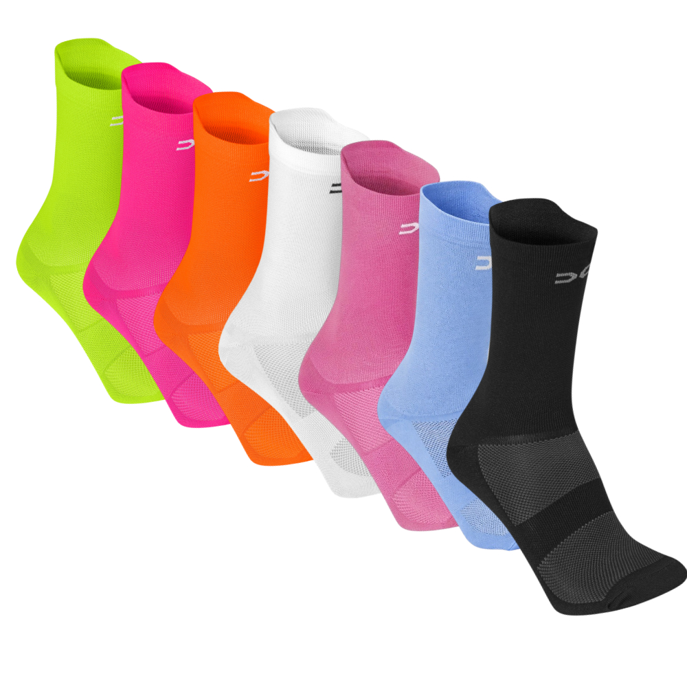 Kit 2 pares Meias de Corrida em Poliamida Adulto Esportiva Cano Médio Respirável Academia Ciclismo