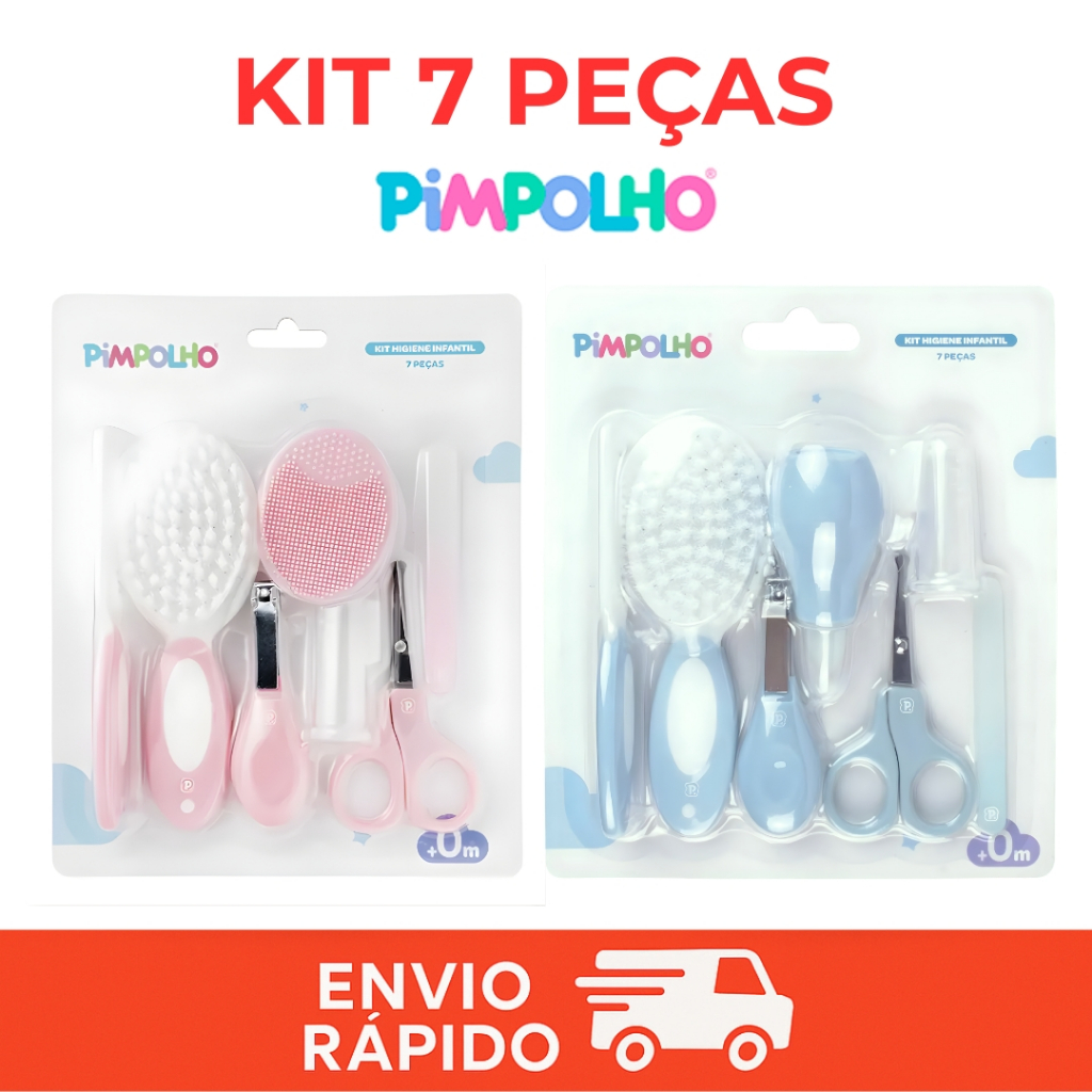 Kit De Higiene Bebe 7 Peças Cuidados Recem Nascido Menino Menina Pimpolho Infantil Baby Unha Cabelo