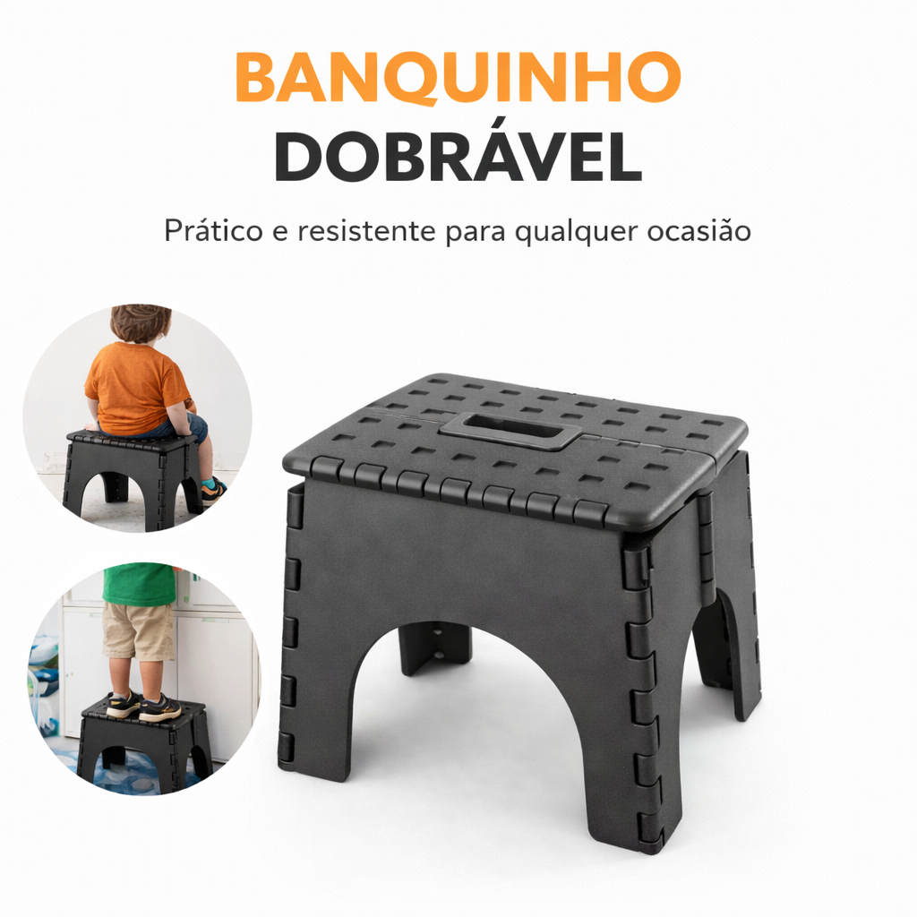 Banquinho Dobrável Reforçado Antiderrapante Portátil Multiuso
