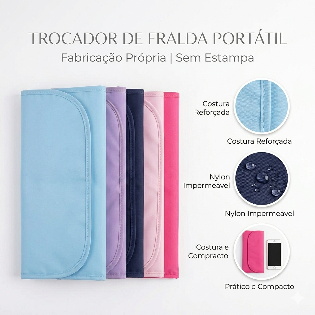 Trocador de Fraldas Portátil Impermeável Dobrável Acolchoado Compacto