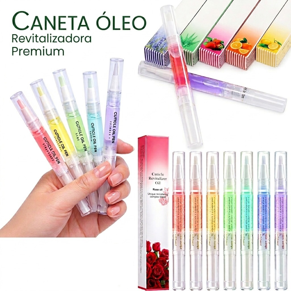 Kit 3 a 20 Óleo Hidratante Cutículas Caneta Fortalecedor Unhas Vitaminas Frutas