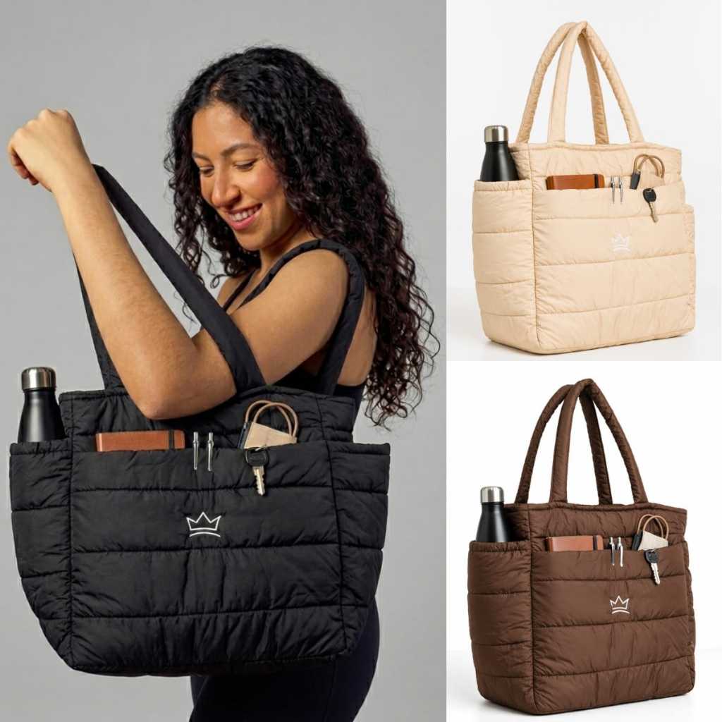 Bolsa Feminina Ombro Alça Grande Puffer Trabalho Maternidade Passeio Tote Universitária Academia