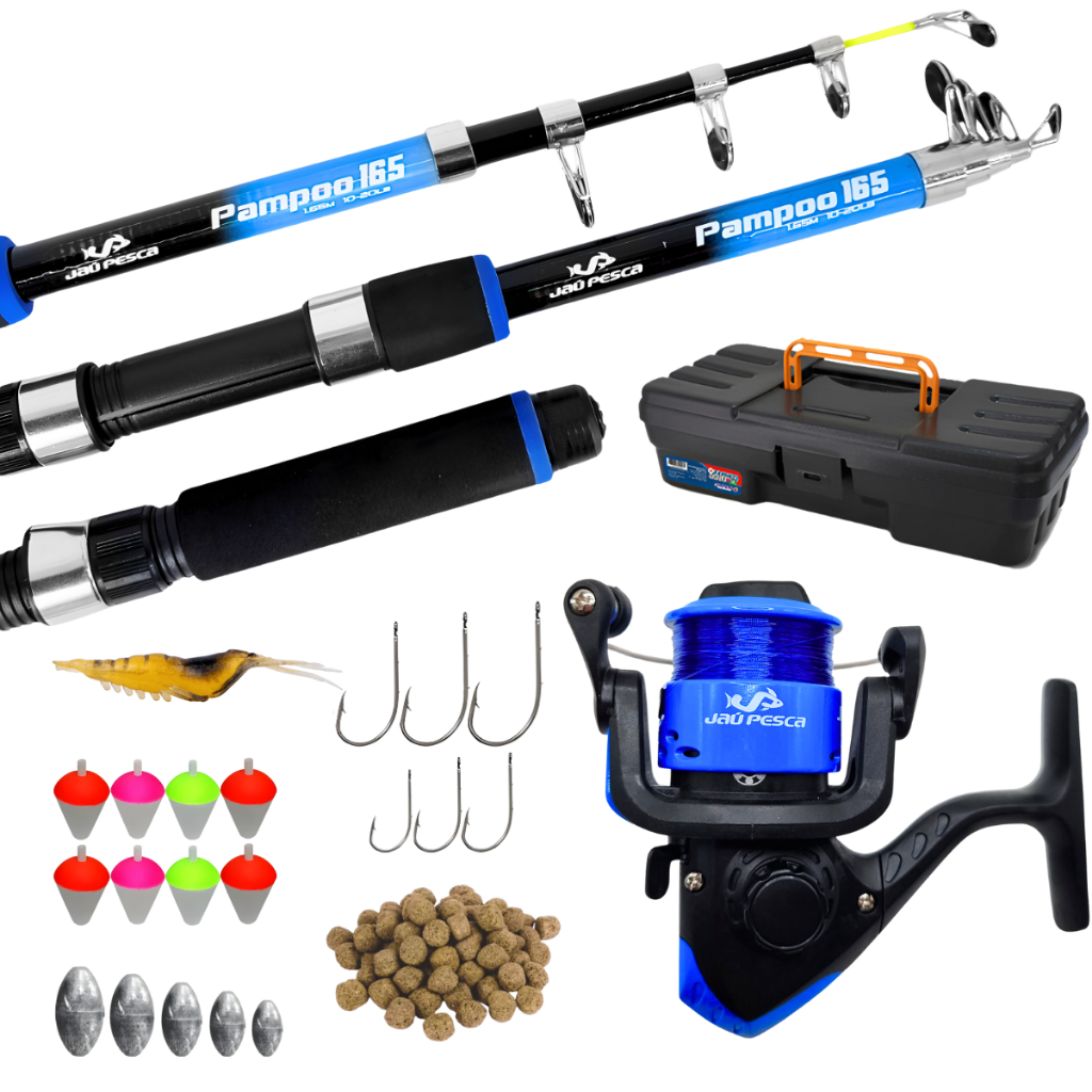 Kit De Pesca S200 Vara Molinete e Acessórios Meli Pesca Jau