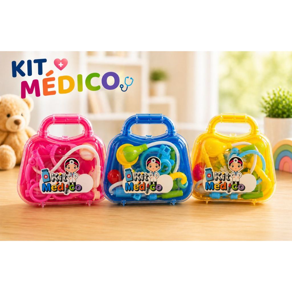 Maleta Médico Infantil Brinquedo Educativo Doutor Criança 5 Peças Menino Menina
