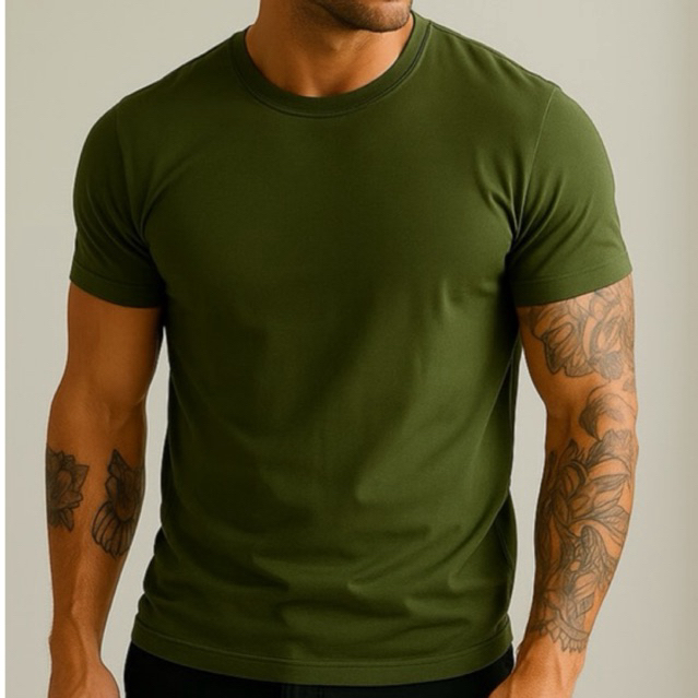 Camiseta Masculina Algodão Fio 30.1 Premium Lisa Casual Confortável Verde Militar Bordô Preto Branco Bege marrom dia dia