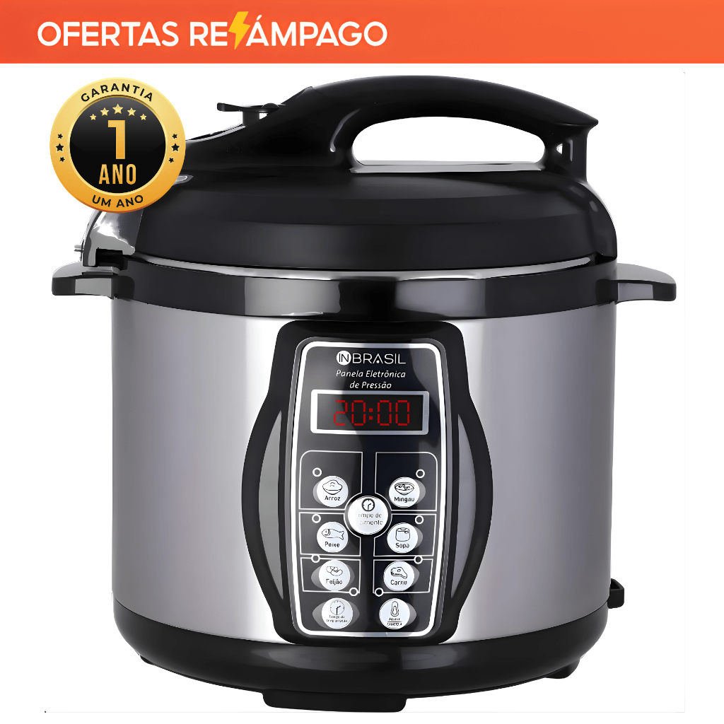 Panela De Pressão Elétrica Inox - 4 Litros - Multifuncional Digital - In Brasil