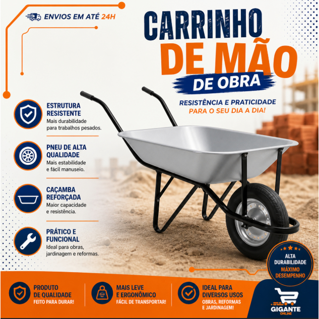 Carrinho De Mão De Obra Master Galvanizado Maestro