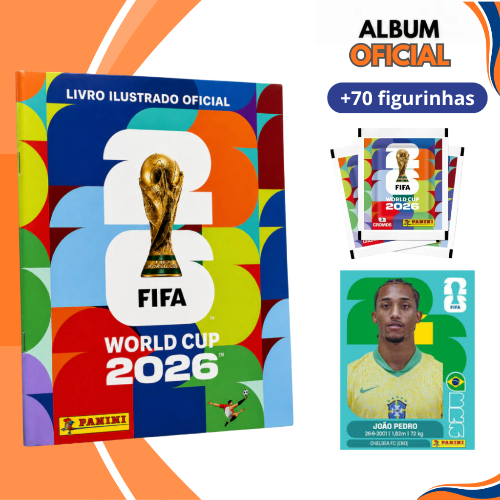 Album Oficial Copa do Mundo 2026 Complete seu álbum Capa Mole Brochura + Figurinhas