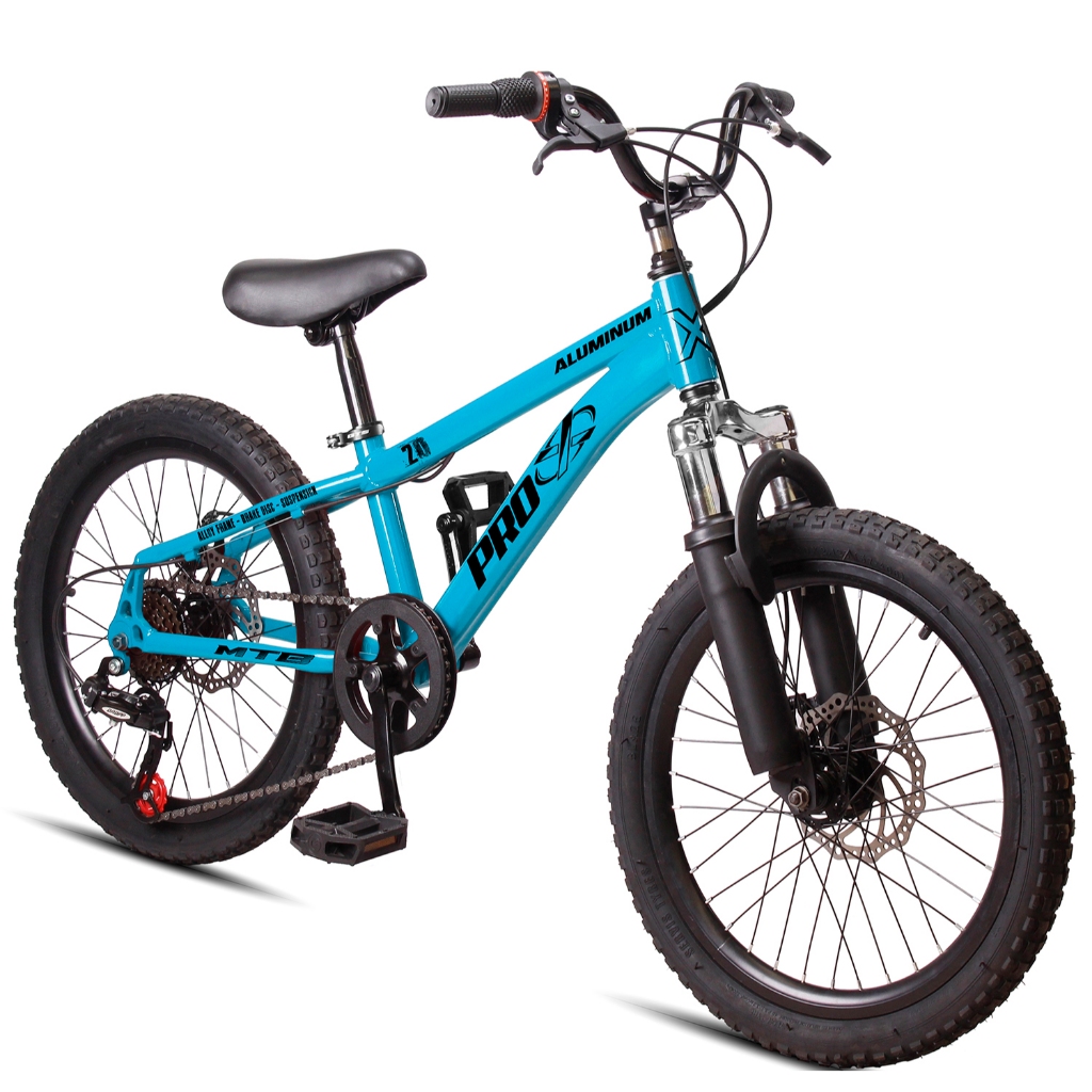 Bicicleta Aro 20 Pro-X MTB Alumínio 6 Marchas Freio a disco e Suspensão infantil Menino 6 anos