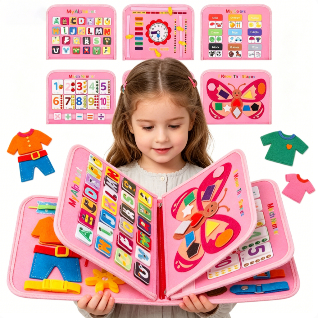 Placa De Aprendizagem De Feltro Para Crianças Habilidades De Vida Brinquedo Educativo  Montessori