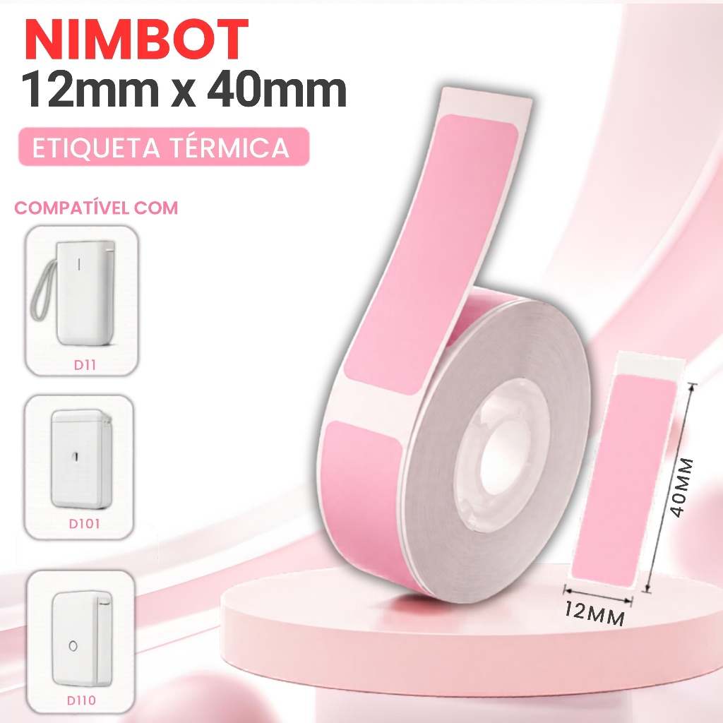 1 ROLO ETIQUETAS NIIMBOT 12x40 ROSA PINK D110 | D101 | D11
