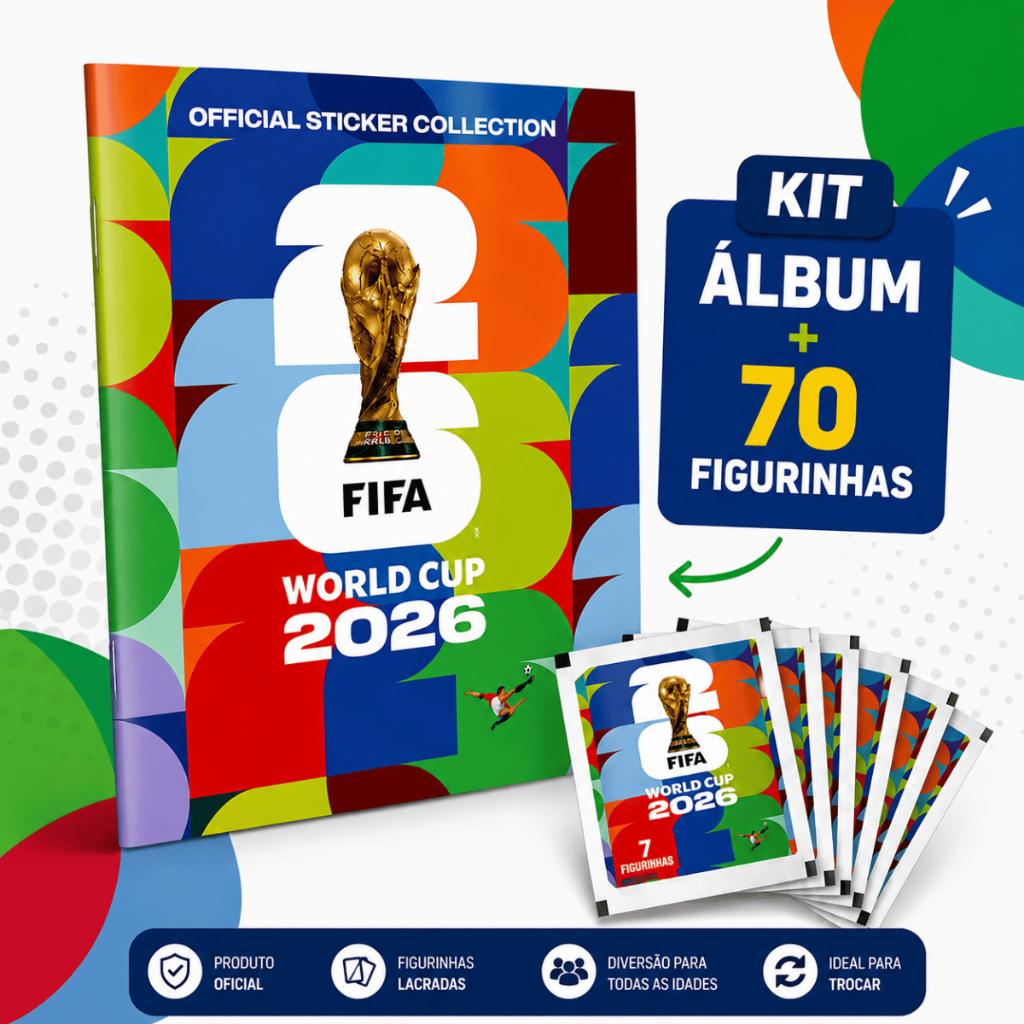 Album Copa + Figurinha Copa Do Mundo Capa Mole Brochura Oficial 2026 Kit