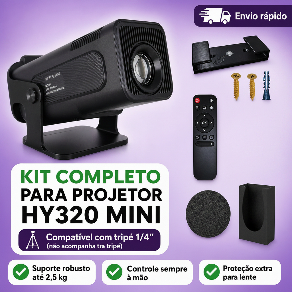 Kit Completo Suporte para Projetor HY320 Mini - Acessórios